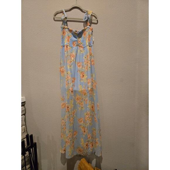 Aakaa Women's Floral Maxi Dress M Off Shoulder Casual Resort Bloomcore - Picture 1 of 9